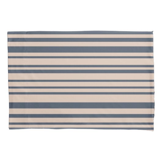 Beige/Deep Blue Simple Stipe Pattern Kussensloop (Voorkant)
