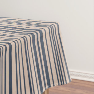 Beige/Deep Blue Stylish Stripe Pattern Tafelkleed