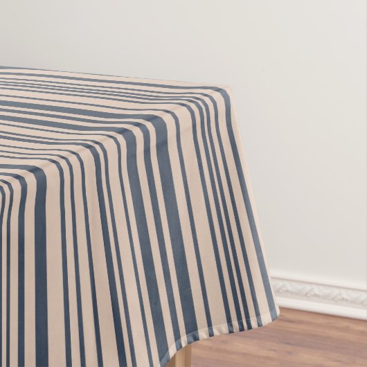 Beige/Deep Blue Stylish Stripe Pattern Tafelkleed (Voorbeeld)