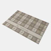 Beige Deer Plaid Pattern And Family Name Christmas Deurmat (Schuin)