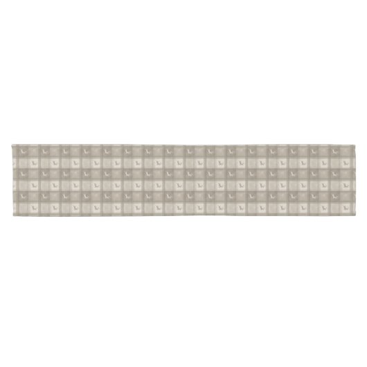 Beige Deer Plaid Pattern Classic Christmas Korte Tafelloper (Horizontaal)