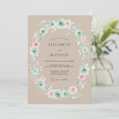 Beige Delicate Rustic Huwelijk Kaart (Staand voorkant)