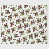 Beige Denneappels Prettig Kerstmis Inpakpapier (Vlak)