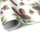 Beige Denneappels Prettig Kerstmis Inpakpapier (Rol Hoek)