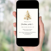 Beige dennenboom sneeuw kerstfeest kaart