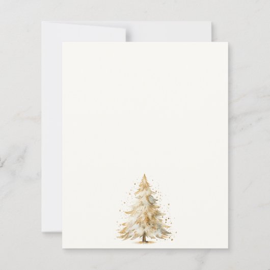 Beige dennenboom sneeuw kerstfeest uitnodiging (Achterkant)