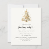 Beige dennenboom sneeuw kerstfeest uitnodiging (Voorkant)
