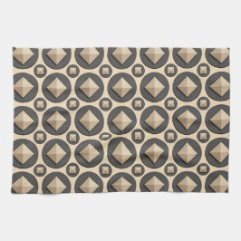 beige diamant piramide in een grijze cirkel theedoek
