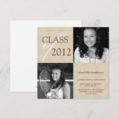 Beige diamant vierkant foto afstuderen aankondigin aankondiging (Voorkant / Achterkant)