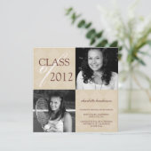 Beige diamant vierkant foto afstuderen aankondigin aankondiging (Staand voorkant)