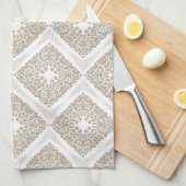 Beige Diamond Medallion Kitchen Towel Theedoek (Quarter Fold)