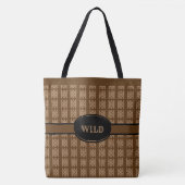 Beige Diamond Pattern on Brown Tote Bag (Voorkant)
