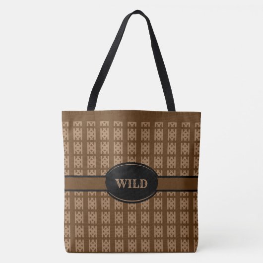 Beige Diamond Pattern on Brown Tote Bag (Voorkant)