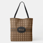 Beige Diamond Pattern on Brown Tote Bag (Achterkant)
