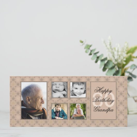 Beige Diamonds Multi-Photo Invitation Kaart (Staand voorkant)