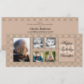 Beige Diamonds Multi-Photo Invitation Kaart (Voorkant / Achterkant)