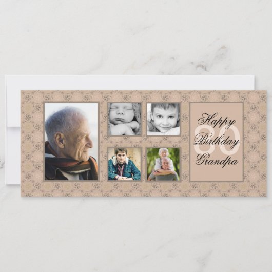 Beige Diamonds Multi-Photo Invitation Kaart (Voorkant)