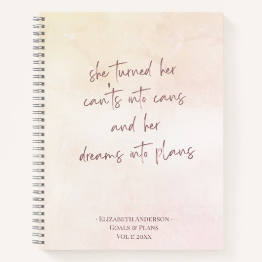 Beige Doelen & Plannen Naam Journal Notitieboek (Voorkant)