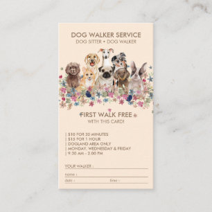 Beige Dog Walker Service Gratis cadeau naam Visitekaartje