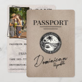 Beige Dominicaanse Republiek paspoort Bewaar de da Save The Date (Voorkant / Achterkant)