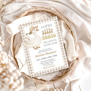 Beige Domme Gans Op Hol Baby Shower Kaart