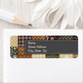 Beige, donkerbruine en olijfgroene Quilt look Etiket (Insitu)