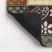 Beige, donkerbruine en olijfgroene Quilt look Muismat (Hoek)