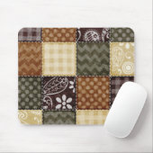 Beige, donkerbruine en olijfgroene Quilt look Muismat (Met muis)