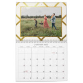 Beige & Donkergroene Tartan Plaid Familie Foto Kalender (Jan 2027)