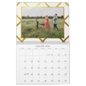 Beige & Donkergroene Tartan Plaid Familie Foto Kalender (Jan 2026)