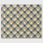 Beige & Donkergroene Tartan Plaid Kerstmis Cadeaupapier (Vlak)