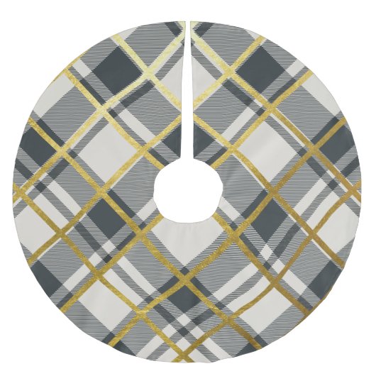 Beige & Donkergroene Tartan Plaid Patroon Kerstboom Rok (Voorkant)