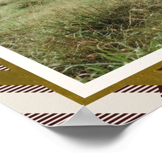 Beige & Donkerrode Tartan 3 Fotocollage Kerstmis Poster (Hoek)