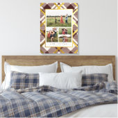 Beige & Donkerrode Tartan 4 Fotocollage Kerstmis Canvas Afdruk (Insitu (Slaapkamer))