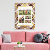 Beige & Donkerrode Tartan 4 Fotocollage Kerstmis Canvas Afdruk (Insitu (Woonkamer))