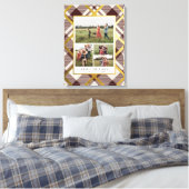 Beige & Donkerrode Tartan 4 Fotocollage Kerstmis Canvas Afdruk (Insitu (Slaapkamer))