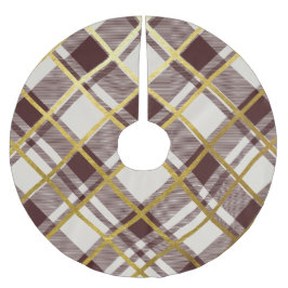 Beige & Donkerrode Tartan Plaid Patroon Kerstboom Rok