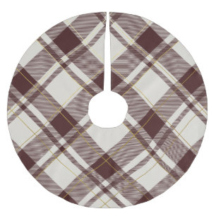 Beige & Donkerrode Tartan Plaid Patroon Kerstboom Rok