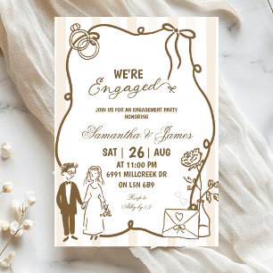 Beige Doodle Handgeschreven Champagne We zijn verl Kaart