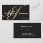 Beige Double Monogram Professional Elegant Modern Visitekaartje (Voorkant / Achterkant)