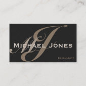 Beige Double Monogram Professional Elegant Modern Visitekaartje (Voorkant)