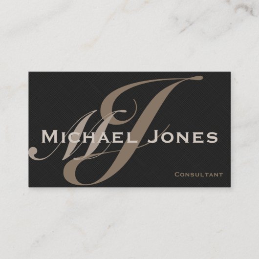 Beige Double Monogram Professional Elegant Modern Visitekaartje (Voorkant)