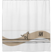 Beige douchegordijn met hardloopontwerp paard (Voorkant)