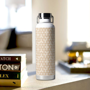 Beige Driehoeken Patroon Waterfles