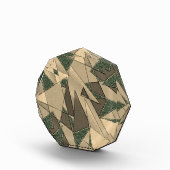 Beige driehoekige snede op de donkergroene achterg fotoblokken (Rechts)