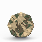 Beige driehoekige snede op de donkergroene achterg fotoblokken (Voorkant)