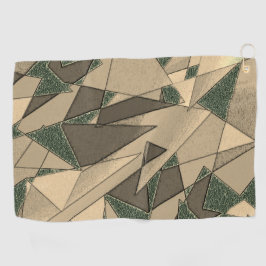 Beige driehoekige snede op de donkergroene achterg golfhanddoek