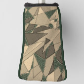Beige driehoekige snede op de donkergroene achterg golfheadcover (Draai 90)