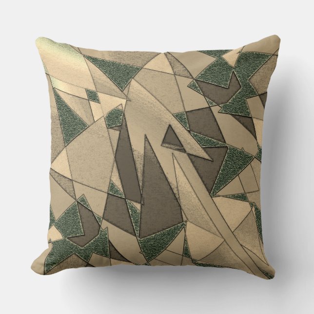 Beige driehoekige snede op de donkergroene achterg kussen (Voorkant)