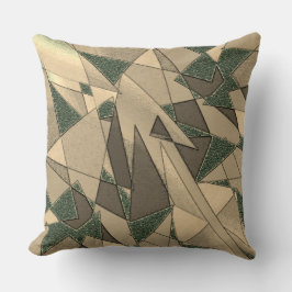 Beige driehoekige snede op de donkergroene achterg kussen